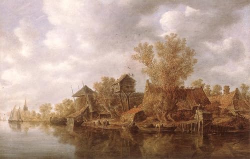 Pintura Villaggio sul fiume Jan Van Goyen cuadro decorativo de lienzo para paredes de oficina
