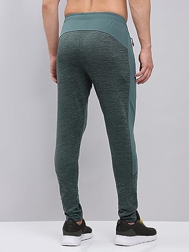 Image of TECHNOSPORT Men's Melange Slim Fit Techno Dry Trackpants Drawstring 2-Pocket Polyester Joggers for Gym Running Workout UPF50+ Anti Odour