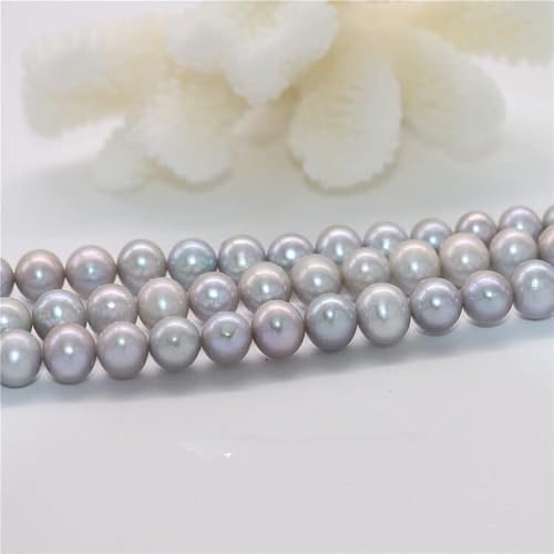 Bodacon Aaa Grade 10-11Mm Dyed Grey Pearl Necklace Strand String Jewelry Beads Accessory Near Round Shape #TOP3