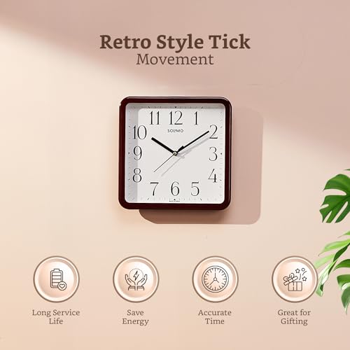Image of Amazon Brand - Solimo Square Wall Clock | Plastic | 8.5 Inch | Black