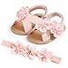 Infant Baby Girl Pink Sandals Floral Princess Mary Jane Wedding Dress Shoes with Floral Headband for Infant, Newborn, Toddlers