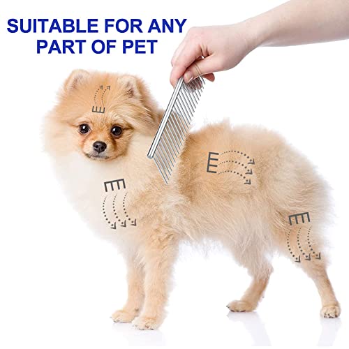 Fellkamm für Katzen und Hunde - 7-Teiliges Set mit Entwirrkamm, Augen-Kamm, Tränenfleck-Entferner, Flohkamm - Edelstahl Hundesalon Kämme für Haustiere