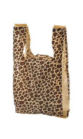 100 LEOPARD PRINT Plastic T Shirt Bags small - 8 x 5 x 16, W/Handles