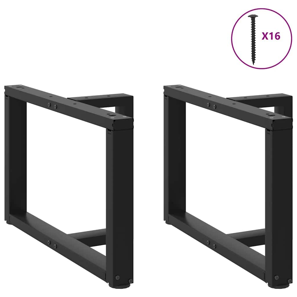 Patas de mesa modernas para mesas individuales: 2 patas estables de acero con recubrimiento en polvo negro con patas de nivelación ajustables