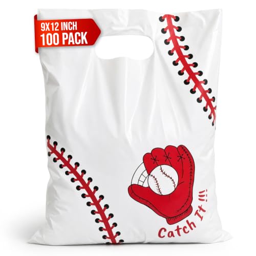 Image of 9 inchx12 inch Baseball Goodie Bags for Team, Baseball Party Bags 100 Pack