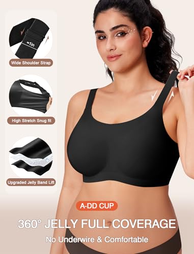 Image of Jelly Wireless Bras for Women No Underwire Push Up Seamless Full Coverage Bralettes Support Lift Everyday Bra