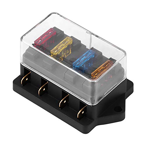 Image of 4 Way Blade Fuse Block 12-24V with 5A 10A 15A 20A Cover for Automotive