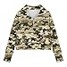 Girls Half Zip Camouflage Sweatshirt Stand Collar Loose Graphic Tee Tops Long Sleeve Pullover Casual T-Shirts for 5-14 Years