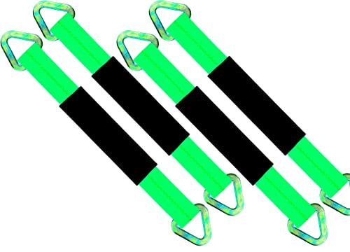 Heavy Duty Off-Road Axle Straps w/D Ring - Car Auto Hauler Tow Truck 4x4 Tie Down ATV UTV (Green, 24 Inch)