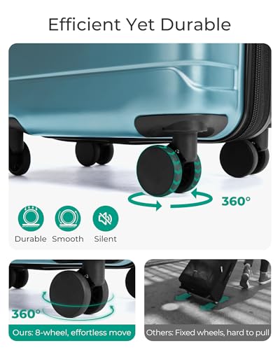 Image of BAGSMART Carry On Luggage 22x14x9 Airline Approved with Spinner Wheels,Lightweight 20 Inch Luggage with TSA Lock,Expandable Hard Shell Carry On Suitcases for Men Women,Teal Blue