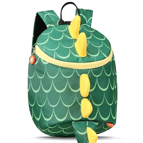 PROTAURI Mochila Infantil para Niño 2-5 Años, Mochila Guardería con Cordón de Seguridad, Mochila Bebé Pequeña Repelente al Agua y Ligera, Verde
