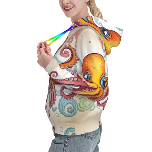 Sweat à capuche femme tendance imprimé pull ajusté mode colorée