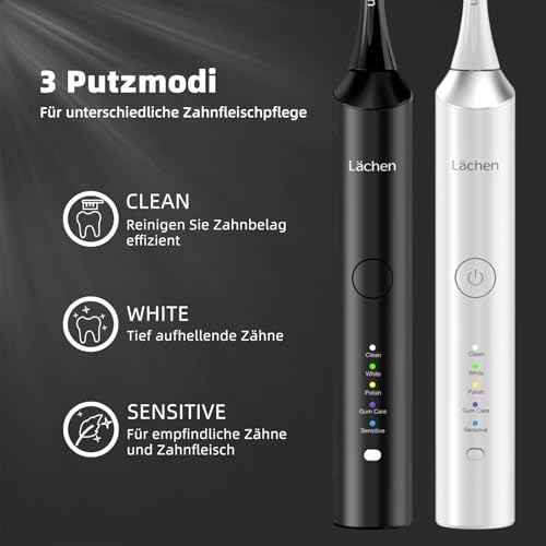 Lächen Elektrische Schallzahnbürste, 5 Modi Elektrische Schallzahnbürste mit Reise-Etui...