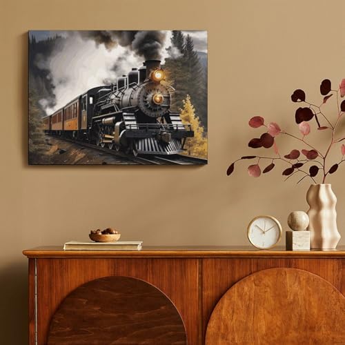 Toile train à vapeur de prestige | Décoration murale raffinée - 6