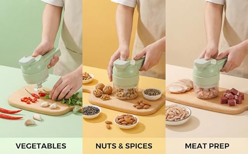 Image of Multi functional electric vegetable slicers，4-in-1vegetable cutter, garlic chopper mini, garlic food processor, electric wireless food slicer