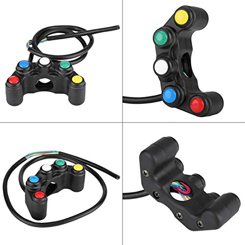 Compartiment Universel 5 en 1 Moto Interrupteur Commande 22mm Guidon Ensemble Phare Danger Frein Antibrouillard Klaxon On/Off pour Spotlight Scooter Electrombile Cyclomoteur cessoire De Rempl emepuls