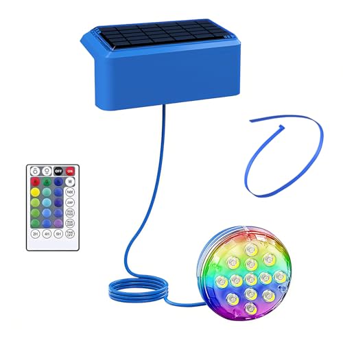Pond Lights Underwater, Hot Tub Lights Underwaters, 2 in 1 Swimming Pool Lighting 16 Colors Solar Powered Submersible LED with Remote Control IP68 Waterproof for Above Ground Pools Inground Pools