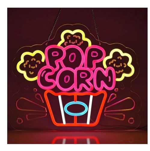 Para letrero de neón, palomitas maíz, decoración colgante pared, tienda aperitivos, cine