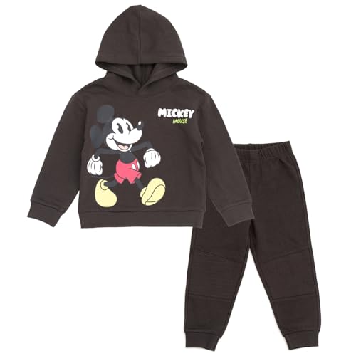 Disney Mickey Mouse Little Boys Fleece Pullover Hoodie and Jogger Pants Outfit Set Dark Gray 5