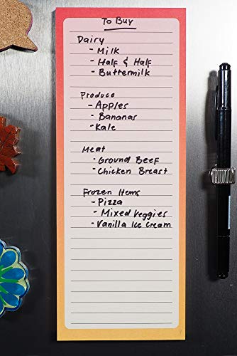 Merdreu Magnetic Note Pads Lists For Fridge | Full Magnet Back Writing Pads For Grocery Lists, Shopping List, To Do List | Ombre Refrigerator Memo Pads | 60 Sheets, 9.5" X 3.5" (3-Pack) #TOP3
