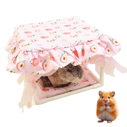 Eastuy Casa para Hámster,Refugio y Hábitat para Animales Pequeños | Refugio con Puerta de Borlas y Lecho para Hámsteres Ratones Conejos y Chinchillas