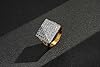 Gold Two-Tone CZ Pyramid Ring, Size (V), 19.5g, Gold Plated - Bling King London #1