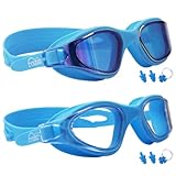 ZYXBBD Schwimmbrille Erwachsene mit Sehstärke - Profi Wasserdicht Antibeschlag UV-Schutz Schwimmbrille Set für Herren Damen Jugendliche, Weichen und Verstellbar, Mit Ohrstöpsel und Nasenclip