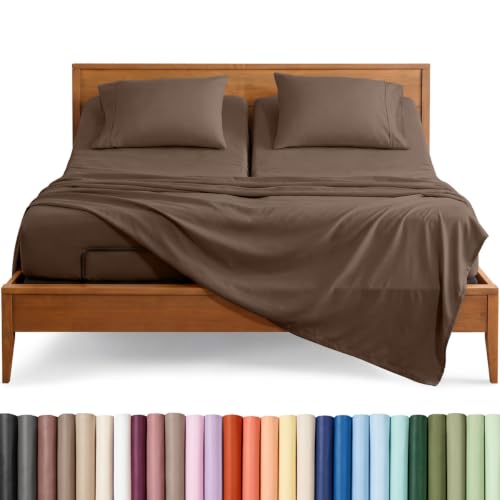 Bare Home Sheet Set - 1800 Ultra-Soft (Split Head Flex King, Cocoa)
