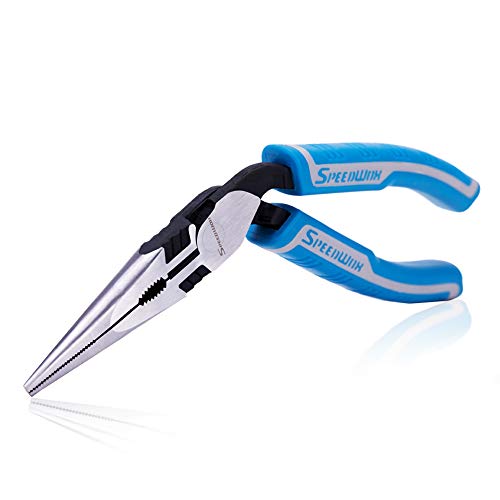 SPEEDWOX Long Nose Pliers 8 Inches Reduce Effort by 35% Heavy Duty Multi Use Wire Cutters Side Cutting Remove Screws Bolts Fine Plier High Leverage Pistol Grip Professional Tool