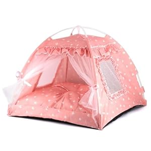pawstrip Dog Tent Indoor Cat House Pink Puppy Bed Portable Pet Teepe Princess Dog Camping Tent Outdoor Kitten Houses Cute Bunny Nest Girl Kitty Cave