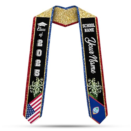 MonkeyVan Guam Graduation Sash Guam Guamanian Flag Stole Guam Sash Graduation 2025 Guam Graduation Stole 2025 Class of 2025 Gu11