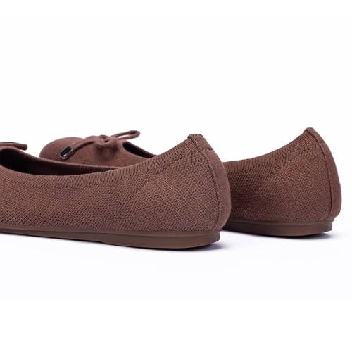 Image of Frank Mully Women's Ballet Flat Shoes Knit Dress Shoes Round Toe Slip On Ballerina Flats for Woman Low Wedge Comfort Soft