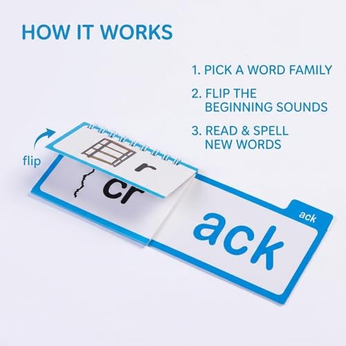 Image of 30 Word Family Build Book & Read and Rhyme Flip Book - Phonics & Sight Words Flash Cards for Preschool /Kindergarten, Fun Learning Tools for Classroom Homeschool to Master Early Reading
