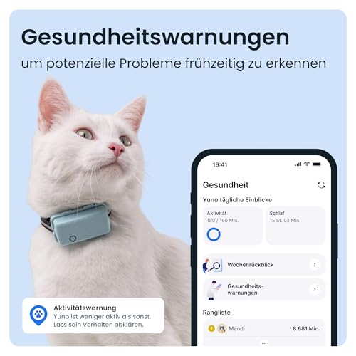 Tractive CAT Mini GPS Tracker für Katzen | Marktführer | Live-Ortung | Positionsverlauf | Gesundheitswarnungen | Aktivitätstracking | Halsband inkludiert | Abo Erforderlich (Mint)