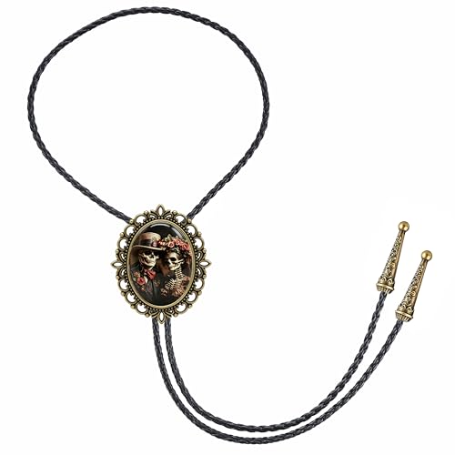 Image of Jeilwiy Bolo Tie for Men Western Cowboy Gothic Bolo Tie Necklace Halloween