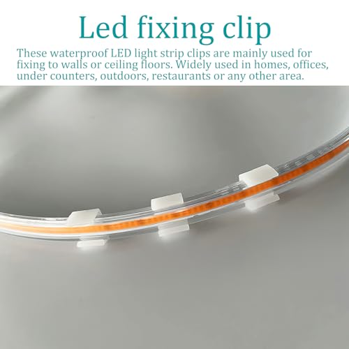 Dumhuts 50 Stück Wasserdichte LED-Lichtstreifen Clips, Halterung für 12-14 mm LED-Streifen, Durchsichtige Clips zur Befestigung von LED-Streifen an Wand und Decke