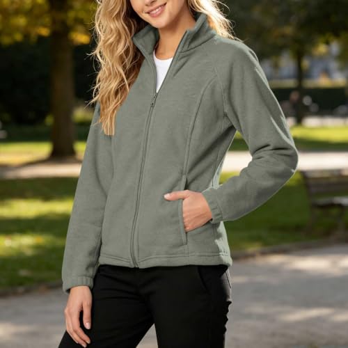 Gym Jacket for Women Fleece Casual Vintage Full Zip Jacket with Pockets - image 6