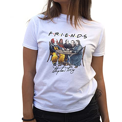Friends Horror Movies Stephen King Camiseta de Mujer Blanca Size S