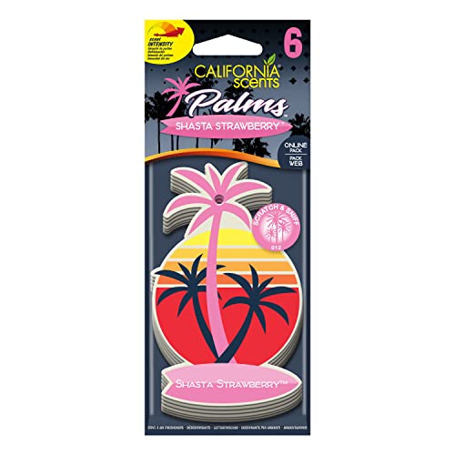 Parfum Voiture California Scents, Lot de 6, Fraise, Palmier Parfumé