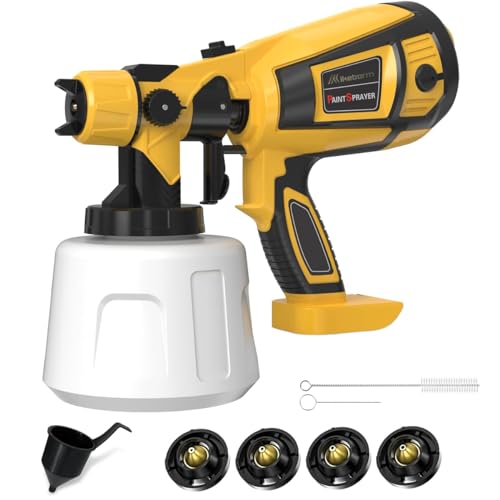 Paint Sprayer for Dewalt 20V Battery DCB206, HVLP Spray Paint Gun with 4 Nozzles and 1000ml Container for House Painting Interior and Exterior/Wood/Walls/Fence(Not Included Battery)