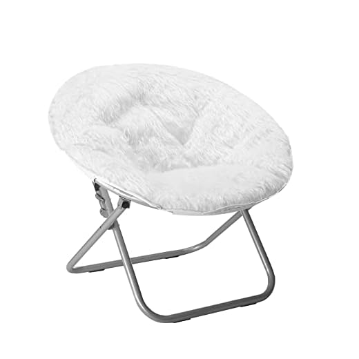 Urban Shop Mongolian Faux Fur Saucer Chair, Off White