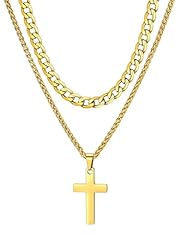03. Gold Plated-Layered Cuban+Cross Pendant