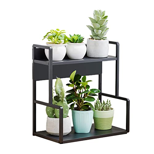 SUFUBAI Macetas de interior soporte moderno escalonado multi nivelado planta estante 30 cm/40 cm acero inoxidable hierro metal planta soporte jardín balcón sala de estar estante Cover