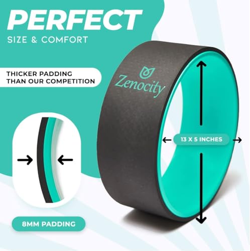 Yoga Back Roller - Yoga Wheel for Stretching and Back Pain Relief - Back Stretcher - Foam Roller - Best Balance Accessory for Stretching - Thick Padding for Comfort - Improve Flexibility (Gray)