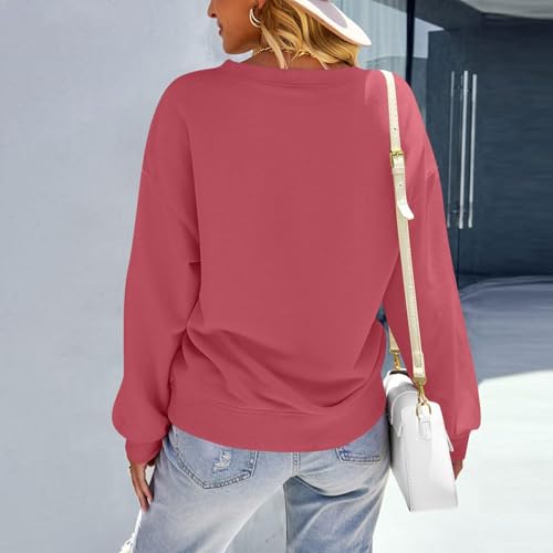Image of Women Crew Neck Sweatshirts Fall Casual Oversized Sweat Shirts Long Sleeve Cute Preppy Sweatshirt Comfort Pullover