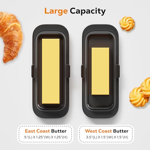 Butter Dish with Lid for Countertop and Refrigerator Door Shelf, Airtight Butter Keeper Container, Locking Butter Holder for East/West Coast Butter, BPA-free, Microwave/Dishwasher Safe - Thumbnail 3