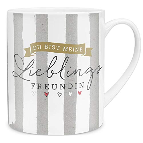 Happy Life 45435 XL-Tasse Lieblingsfreundin, mit Geschenk Banderole, Porzellan, 60 cl