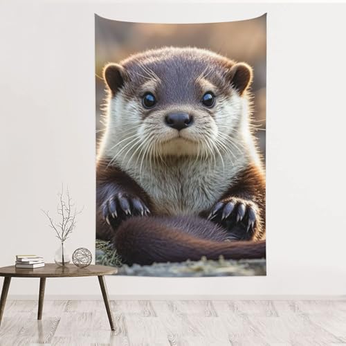Tapisserie murale loutre mignonne GJHKSSVB 152x101 cm en velours