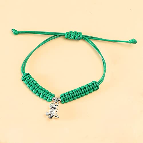 Image of HUJUON Cute Animal Dinosaur Bracelet,Handmade Braided Rope Wax Thread Tyrannosaurus Dinosaur Bracelet Promise Friendship Bracelet Gifts Card