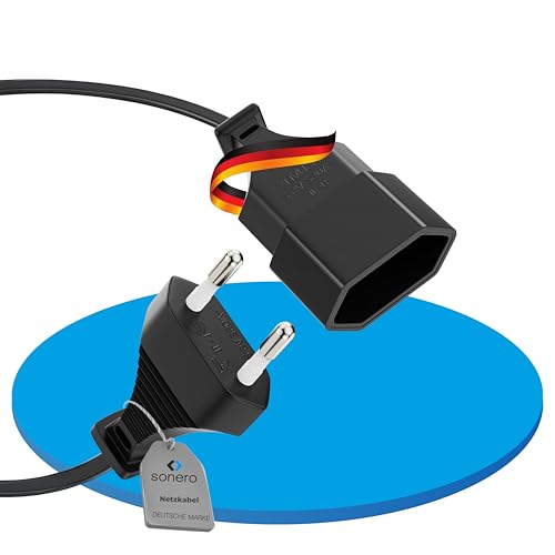 sonero strömkabel strömkabel förlängningskabel, 2,0 m, eurokontakt platt kontakt typ C strömkontakt till eurouttag, strömförlängning nätkabel för TV, spelkonsol, hushållsapparater, svart